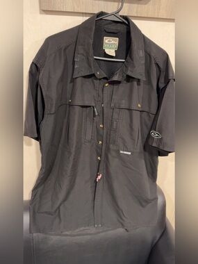 [EUC] DRAKE Solid Black Wingshooter's Pocket Shirt Short Sleeve Men XL